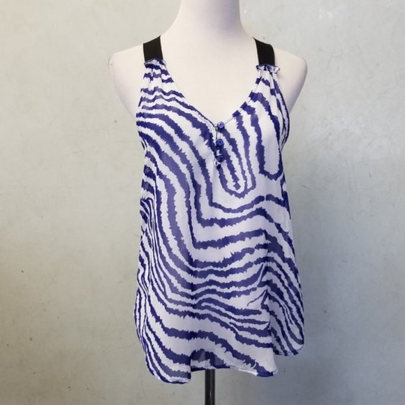 Aqua blue and white race back tank top size XS (S17) - Picture 1 of 8